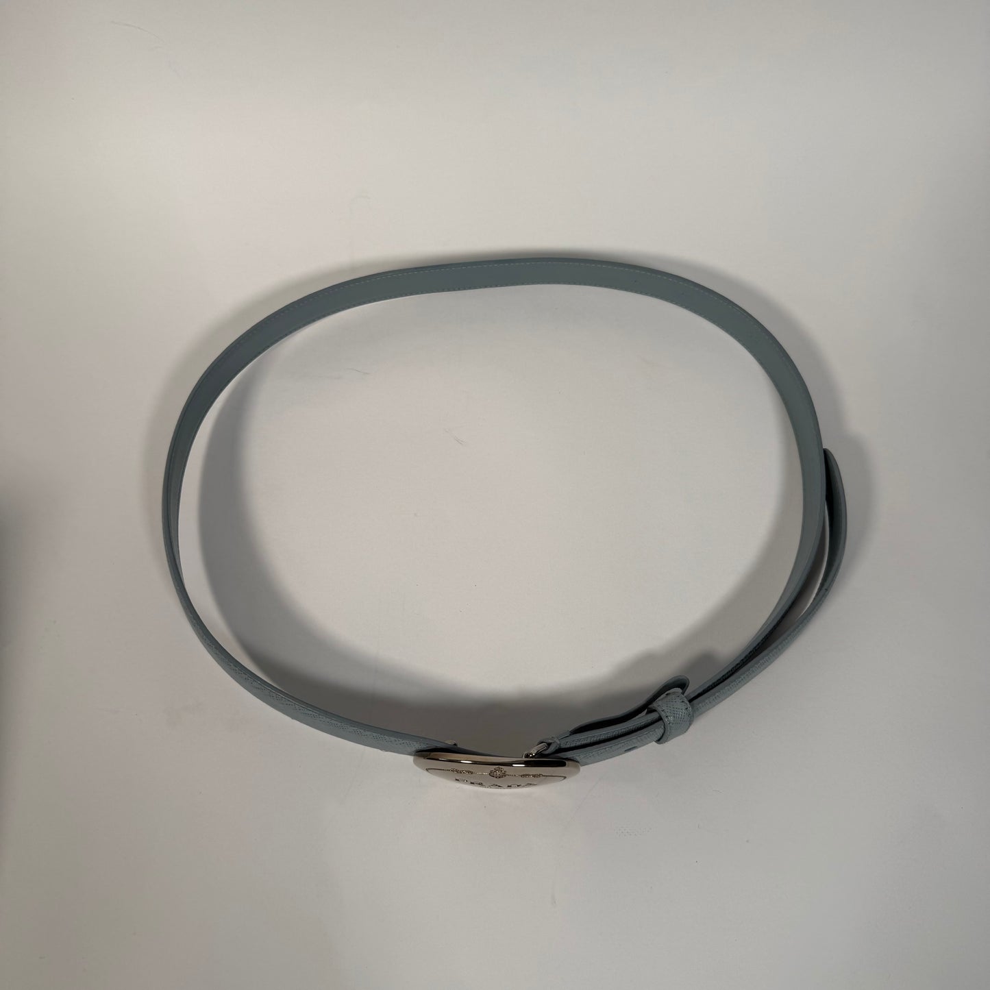 Prada Saffiano Leather Belt Blue 34/38