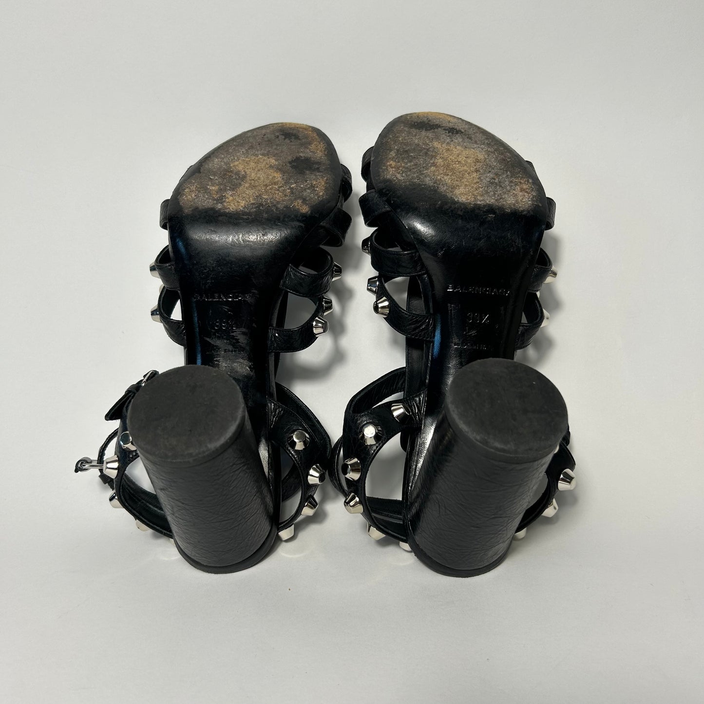 Balenciaga Black Giant Studded Leather Gladiator Sandals EU 39.5 / UK 6.5