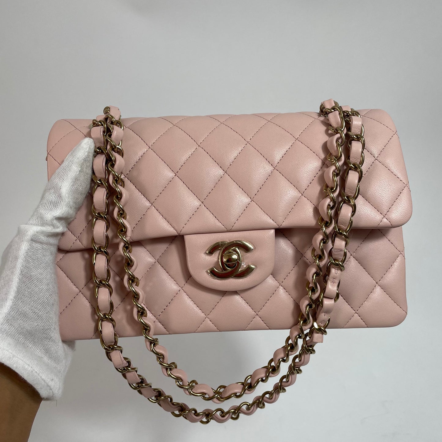 Chanel Classic Pink White gold Small