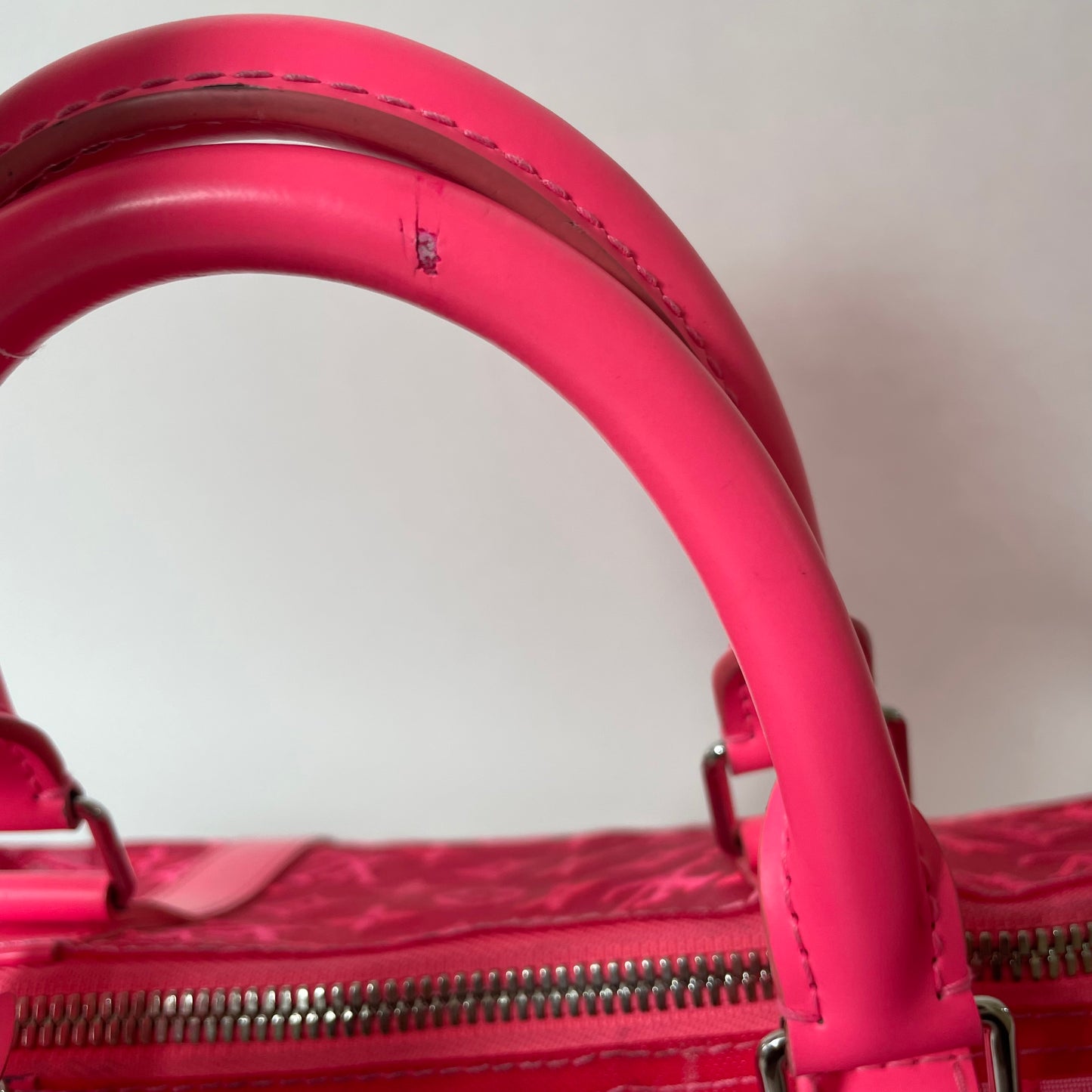 Louis Vuitton Neon pink Monogram Keepall 50