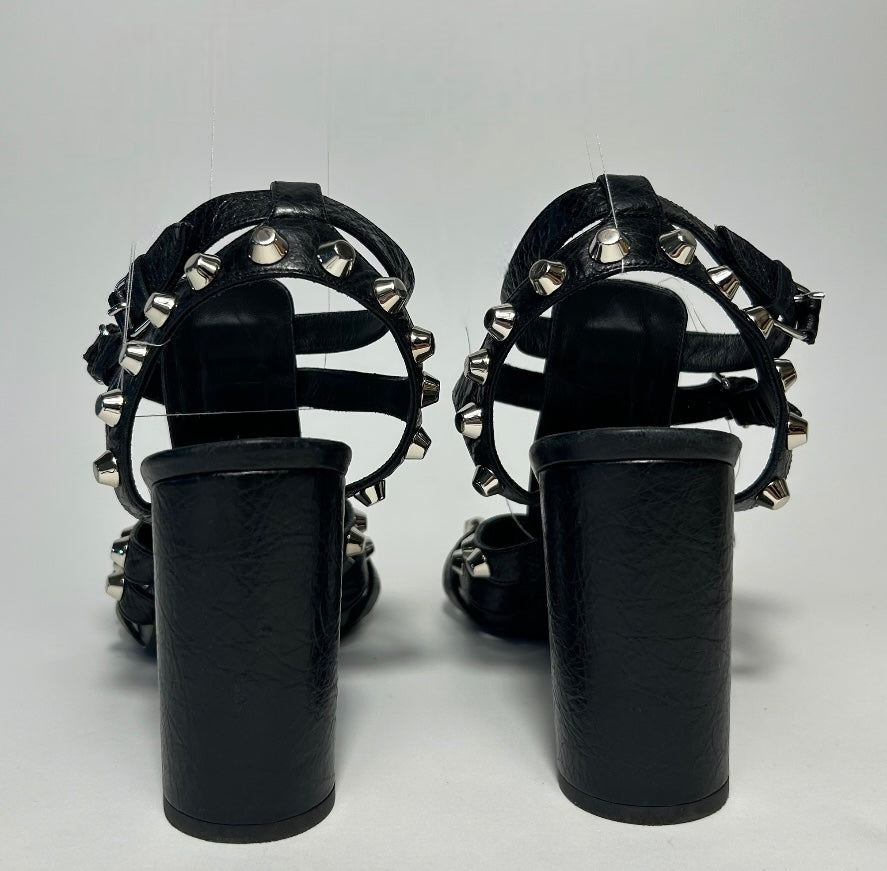 Balenciaga Black Giant Studded Leather Gladiator Sandals EU 39.5 / UK 6.5
