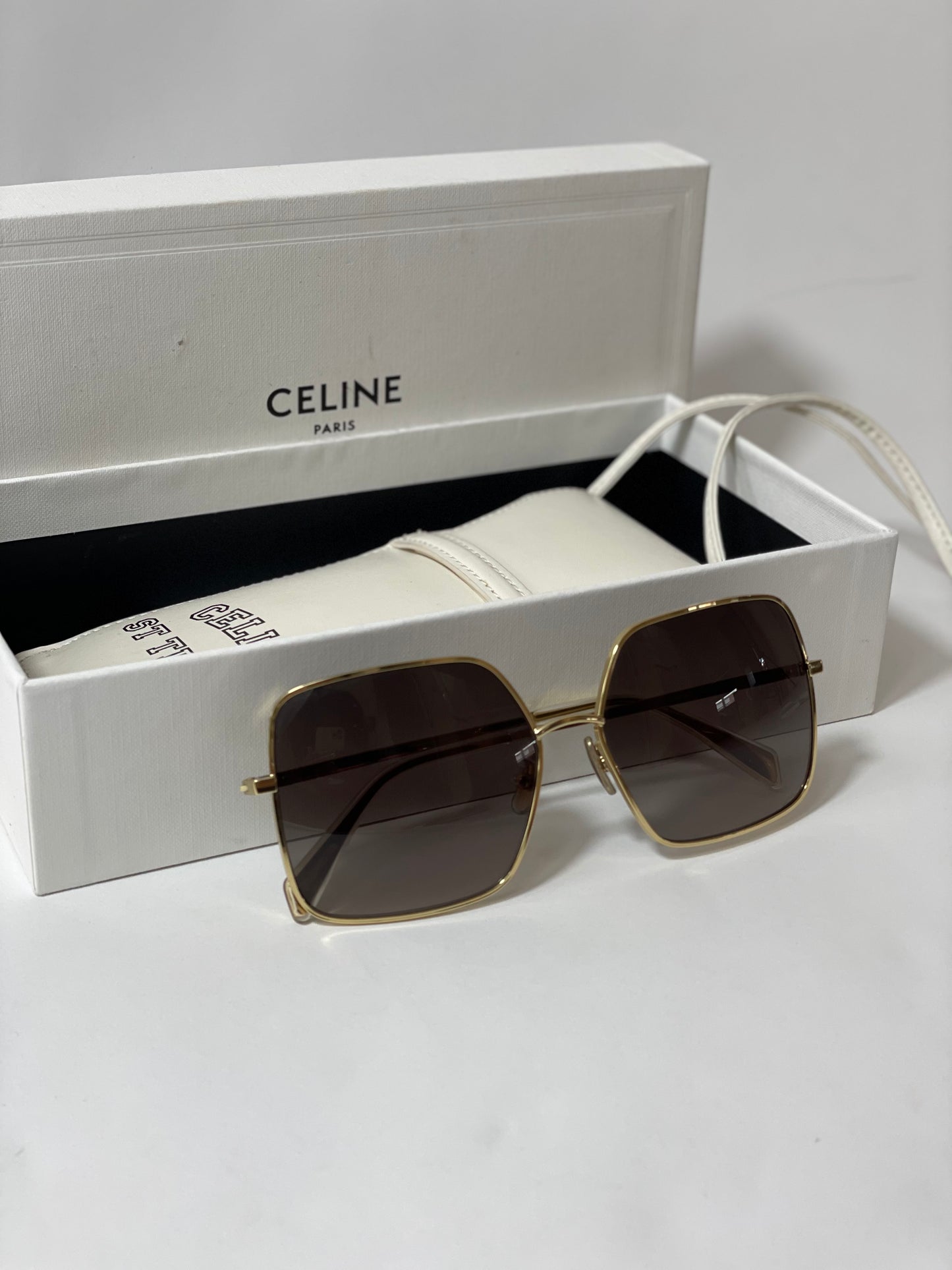 Womens Celine Oversized Gold Sunglasses